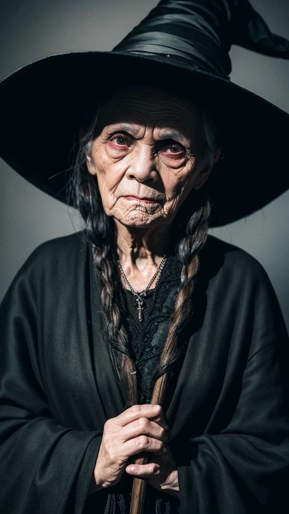 witch grandmother ugly Odd Eye Creepy Dark background Shadow on face