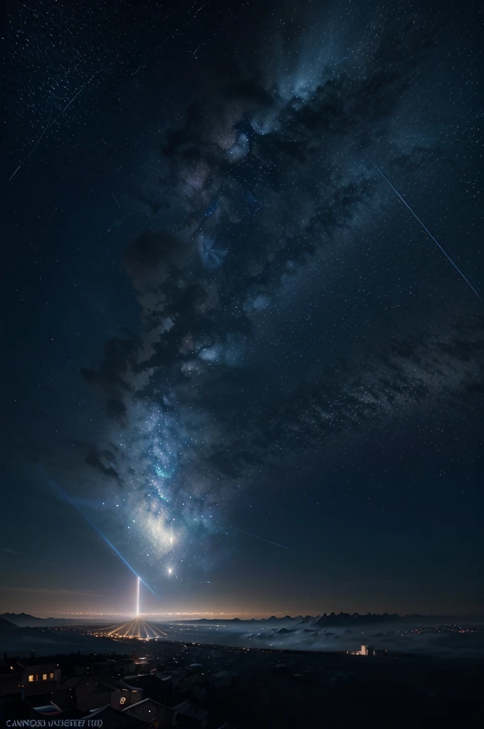 a comet in the night sky, bluish color, anime style, highly detailed, extremely detailed, digital painting, 8k, hyper realistic, studio lighting, cinematic, glowing light, beautiful scenery, dramatic composition, stunning colors, ethereal atmosphere, intricate details, photorealistic, masterpiece