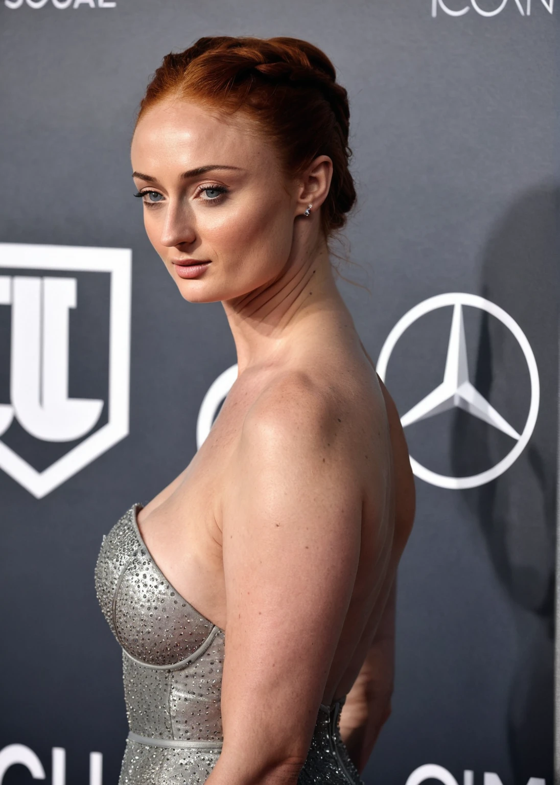  high quality  celebrity  Erotic  photo , 40yo woman (  sns woman,  sophie turner,woman, sexy, celebrity , actress , outdoor beach side , wide palvis, huge breast ,tall busty body , breast revealing , photorealistic , celebrity , random click ,  freckles on skin,)  shiny sweaty skin , sexualized move, erotic angles,  celebrity erotic photograph ,  (  natural  lights, depth of field, detailed face , insanely detailed skin texture )