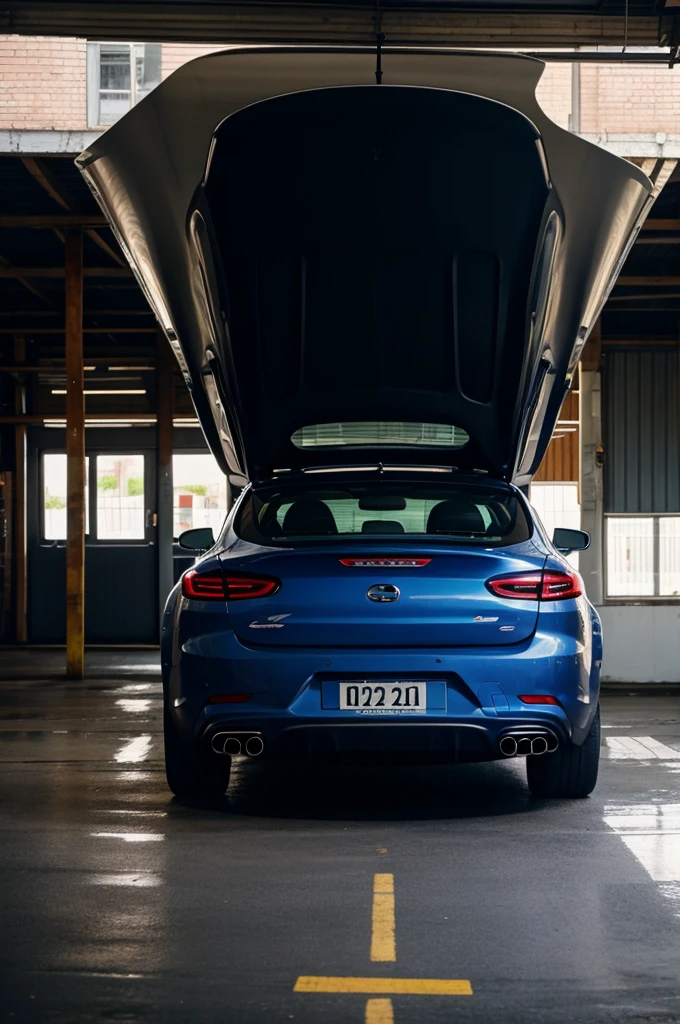 A car from the back view 
