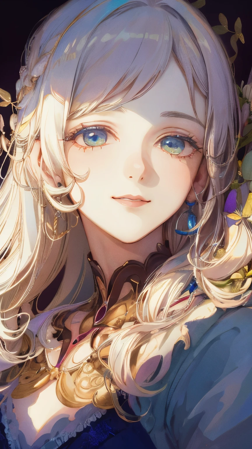 ​masterpiece: 1.7, top-quality、(Highly detailed CG、Ultra-detail、Best Shadow:1.5)、Painterly、sketch、Paper texture、超A high resolution、solo、Beautuful Women、cinderella、white  hair、The upper part of the body、lite smile、extra detailed face、flat-colors、Highly detailed eyes、extra detailed face、realisitic、limited pallete、Low contrast、The best lighting、blanche:1.5、(zentangle、a Mandala、Tangle、Entangle:0.9)