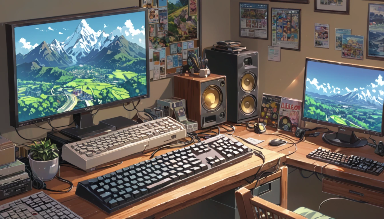 ((Anime: 1.4, Illustration)), (Masterpiece, Top Quality, Best Quality), (Ultra-Detailed, Absolutely Resolution), ((16k, HIGH RES)) (Retro Keyboard), ( Anime: 1.4, Illustration)), (Masterpiece, Top Quality, Best Quality), (Ultra-Detailed, Absolutely Resolution). Ak {Lofi Art, Style of Laurie Greasley, Style of Makoto Shinkai, Anime Aesthetic}, BREAK {(Produces IMAGES WITH ITH INFORMATION THAN 40 Million Pixels with Cinematic-Like Detailed Textures S Hot on a Sony slur).}