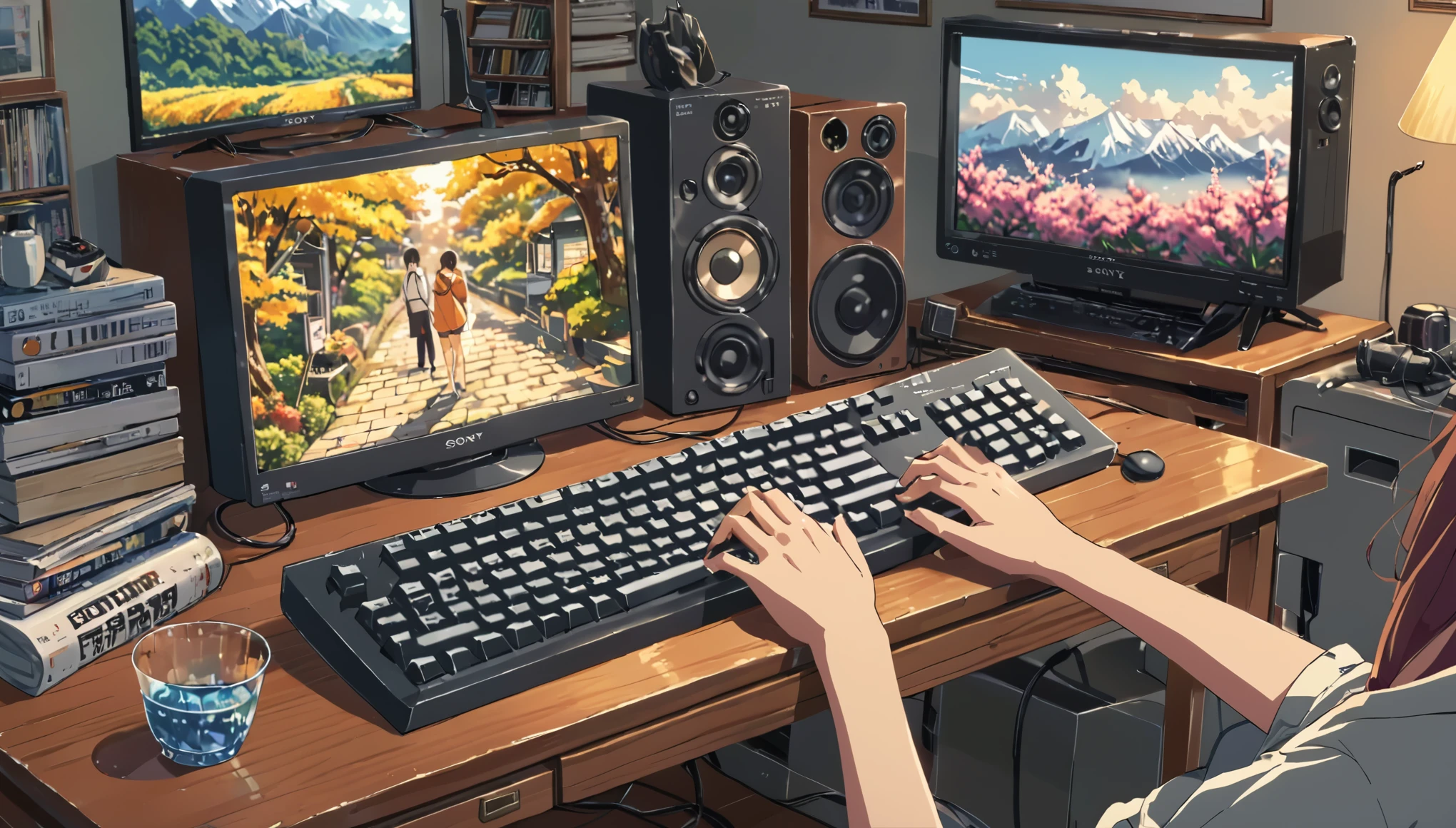 ((Anime: 1.4, Illustration)), (Masterpiece, Top Quality, Best Quality), (Ultra-Detailed, Absolutely Resolution), ((16k, HIGH RES)) (Retro Keyboard), ( Anime: 1.4, Illustration)), (Masterpiece, Top Quality, Best Quality), (Ultra-Detailed, Absolutely Resolution). Ak {Lofi Art, Style of Laurie Greasley, Style of Makoto Shinkai, Anime Aesthetic}, BREAK {(Produces IMAGES WITH ITH INFORMATION THAN 40 Million Pixels with Cinematic-Like Detailed Textures S Hot on a Sony slur).}