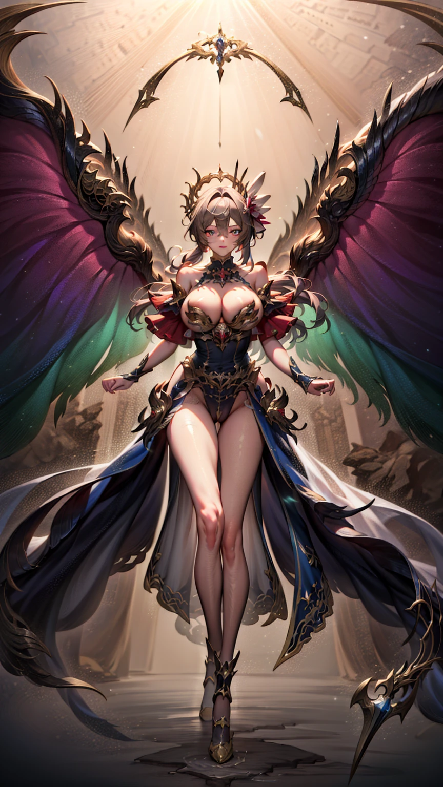 battlemech,(blonde girl),(Huge ponytail),Glowing blue eyes,Blue Light Energy Longsword,Galactic,Mechanical and exquisite,((Blonde Beauty))pubic detail,mech wings,elegent,blue mecha,Glowing blue-blue eyes,(Stocking Heels),land,Mechanical and exquisite,pubic detail,mech wings,elegent,The tree々,There are hands and feet,angled,angled,immensity,wind,hazy,Mecha's eyes glow blue,blue mecha,Glowing blue-blue eyes,Holding the sword of delicate light energy,Sky,Mechanical and exquisite,pubic detail,Huge mech wings,elegent,The tree々,There are hands and feet,angled,angled,immensity,baiyun,hazy,Mecha's eyes glow blue,pubic detail,winds of the future,sacredness,cavalier,battlemech,Glowing blue eyes,Blue Delicate Sniper Rifle,Sky,Mechanical and exquisite,pubic detail,Huge mech wings,elegent,The tree々,There are hands and feet,angled,angled,immensity,baiyun,hazy,Mecha's eyes glow blue,pubic detail,winds of the future,sacredness,cavalier,the face is clear,Face wearing mask armor,masterpaintings,best qualtiy,offcial art,the Extremely Detailed CG Unity 8K Wallpapers,brightened light,(light particules,(Illustration)(colour)goodlooking,impeccable,((Graphic Painting)),(Heavier stroke)),(bold lines),Highest image quality,masterpaintings,Filigree,long eyeslashes,(((silhuette))),Very detailed background,tulips,Banana leaves,Lilie,dew,Date palm flowers,Ryu,Light white off-the-shoulder dresottled sunlight,(Close-up of people),((Super best quality)), ((A very masterpiece)), ((super detailing:1.4)), ((hyper realistic lifelike 3d)), Dragon Warrior Girl, Mechanical body, Dynamic action poses in battle scenes, Mechanical weapons of very complex and heavy fighters, Off-the-shoulder fashion that blends dense and complex steampunk with dense gothic ta, Complex steampunk headgear, very thin long legs, Mechanical boots above the knee, Fluttering lace flared mini skirt, beautiful big breasts directed upwards,Somewhat long, Vertical curly silver hair fluttering in the wind,Countless shining large sphe