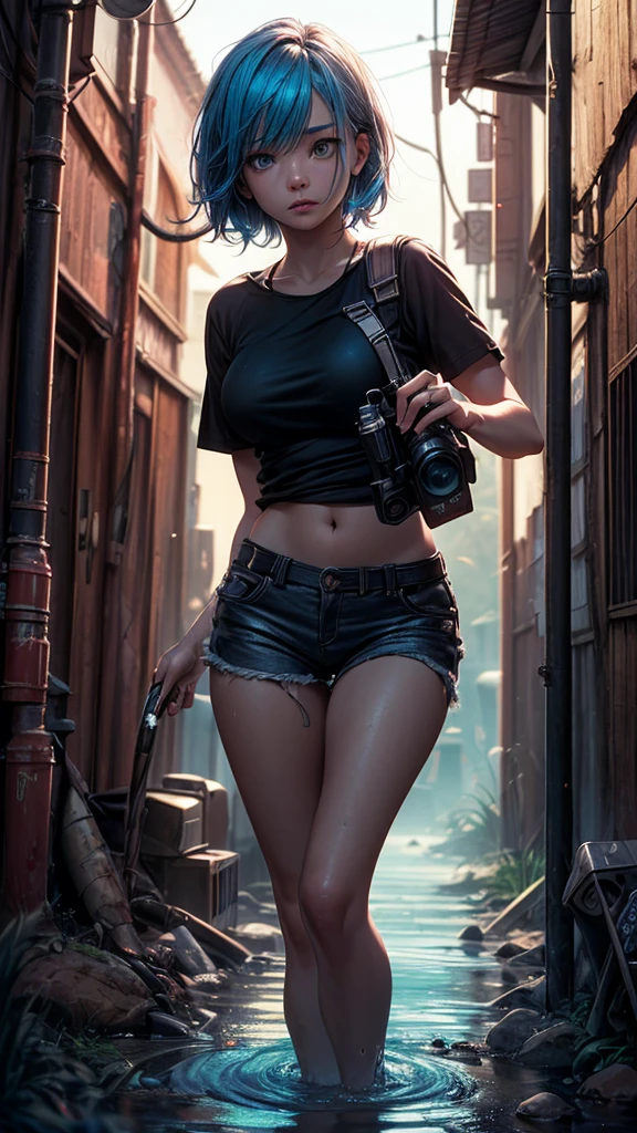 (masterpiece, best quality:1.2), Judy Hopps, detailed fur, purple eyes, 1girl, short shorts, thick thighs, torn crop-top, platform high heels, dirt road, countryside, masterpiece, best quality, absurdres, highres, 4k, ray tracing, perfect face, perfect eyes, intricate details, highly detailed, (best quality:1.33), (masterpiece:1.42),(semi realistic:1.3), (detailed:1.15),(skin details), Dappled Light, analog style (look at viewer), (skin texture), (realistic texture skin), cinematic light, side lighting, ultra high res, best shadow, RAW, (Dutch angle:1.1), lightroom, cinematic, hdr, raw, (intricate:1.4), high quality, soothing tones, intricate details, extremely high quality RAW photograph, detailed background, intricate, Exquisite details and textures, highly detailed, ultra detailed photograph, warm lighting, 4k, sharp focus, high resolution, detailed skin, detailed eyes, 8k uhd, dslr, high quality, film grain, Fujifilm XT3,
Rainy Day: The diffused light and wet surfaces on a rainy day can create a moody and atmospheric environment, perfect for capturing reflections and street photography.,