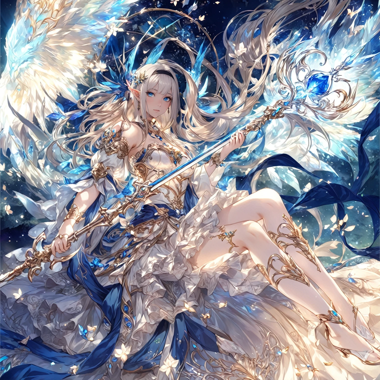 masterpiece, best quality, good quality, Fantasy aesthetics, Highly detailed, shadowverse style female, elf