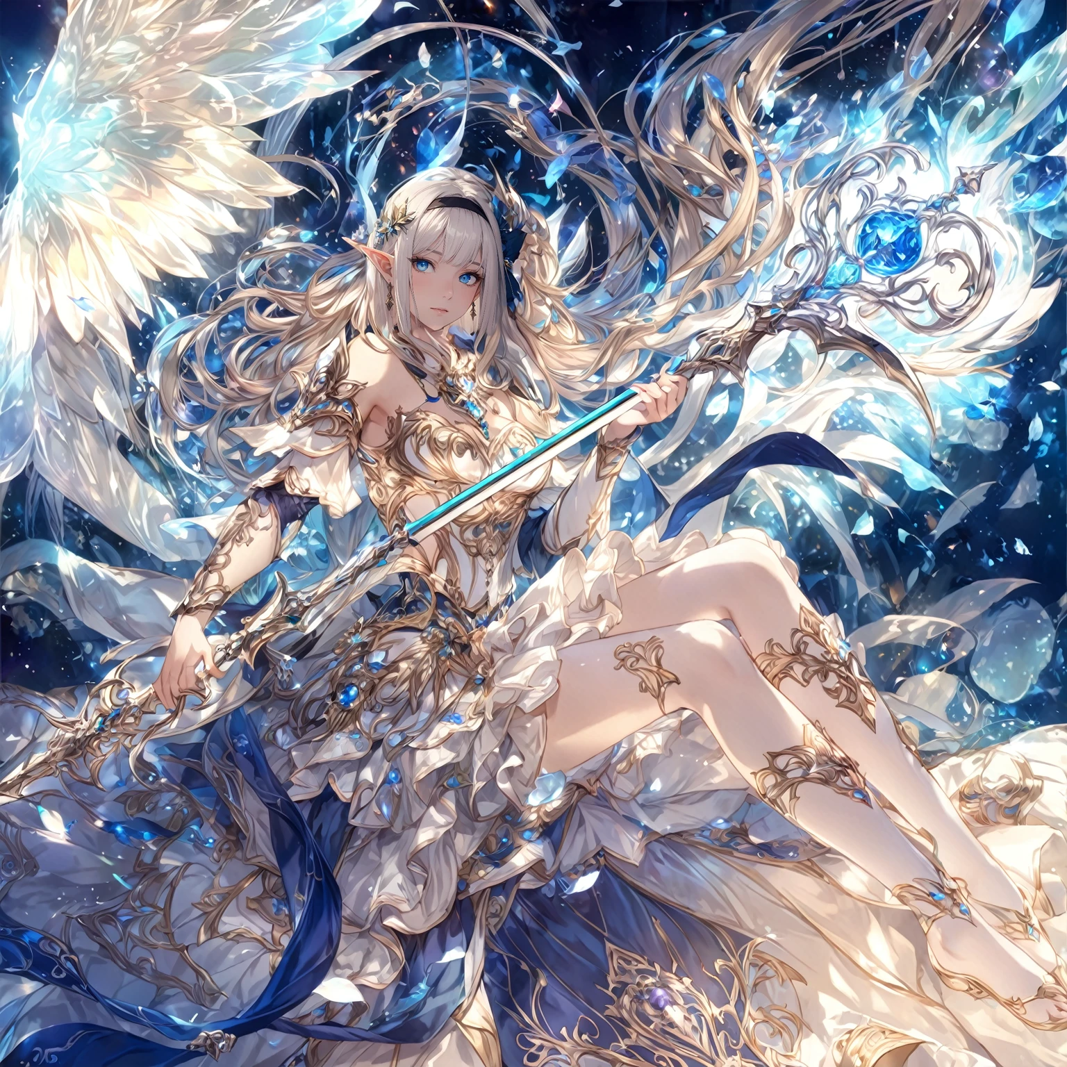 masterpiece, best quality, good quality, Fantasy aesthetics, Highly detailed, shadowverse style female, elf
