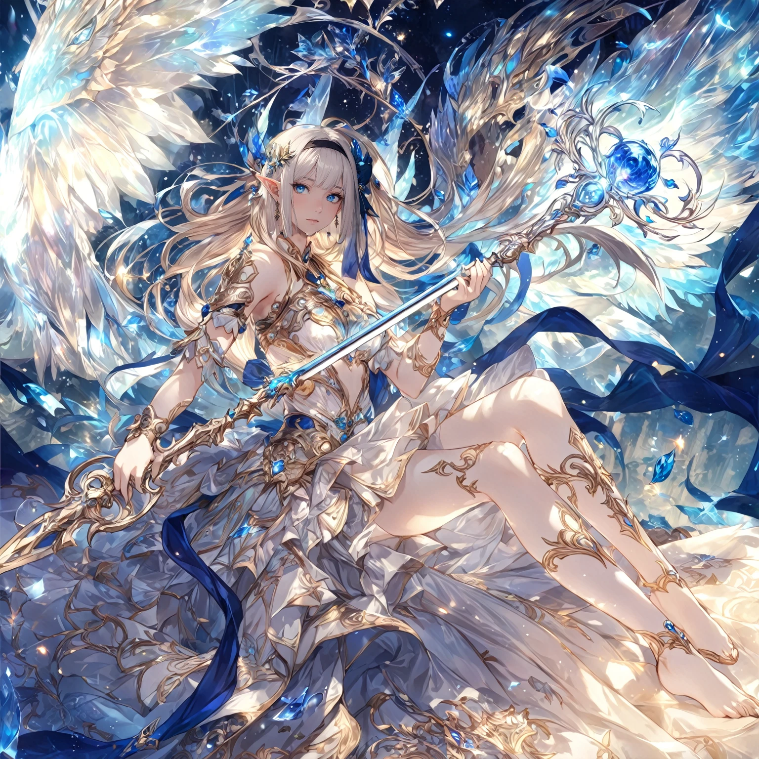 masterpiece, best quality, good quality, Fantasy aesthetics, Highly detailed, shadowverse style female, elf
