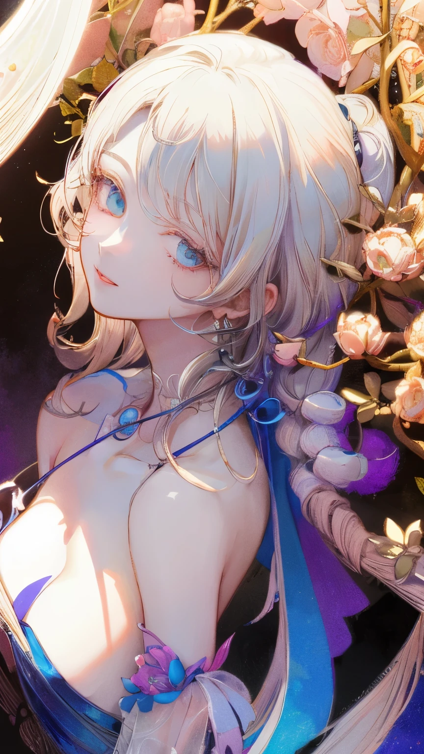 masterpiece: 1.7, top-quality、(Highly detailed CG、Ultra-detail、Best Shadow:1.5)、Painterly、sketch、Paper texture、超A high resolution、solo、Beautuful Women、cinderella、white hair、The upper part of the body、lite smile、extra detailed face、flat-colors、Highly detailed eyes、extra detailed face、realisitic、limited pallete、Low contrast、The best lighting、blanche:1.5、(zentangle、a Mandala、Tangle、Entangle:0.9)