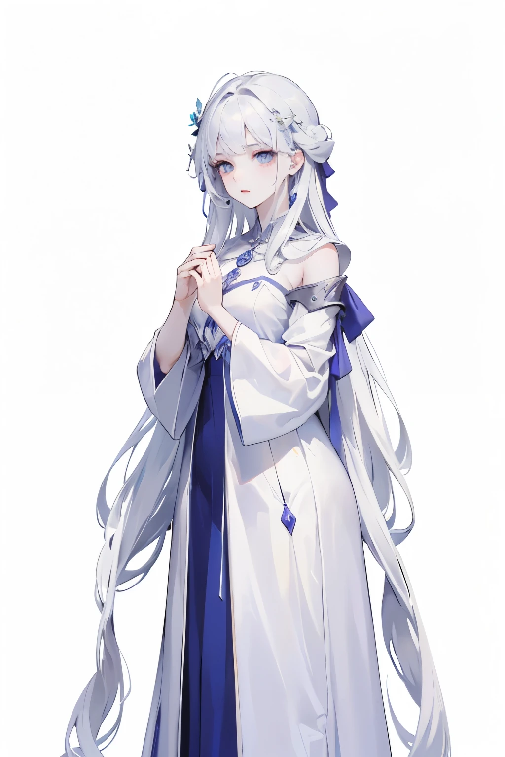 1 beautiful woman，Mage，Gorgeous long dress，Standing full body，Solitary，Clear facial features，Clean lines design，Transparent Background，(masterpiece，Top quantity，best quality，Ultra-high resolution，Clear facial features，beautiful eyes，Pretty Face)，raise your hand
