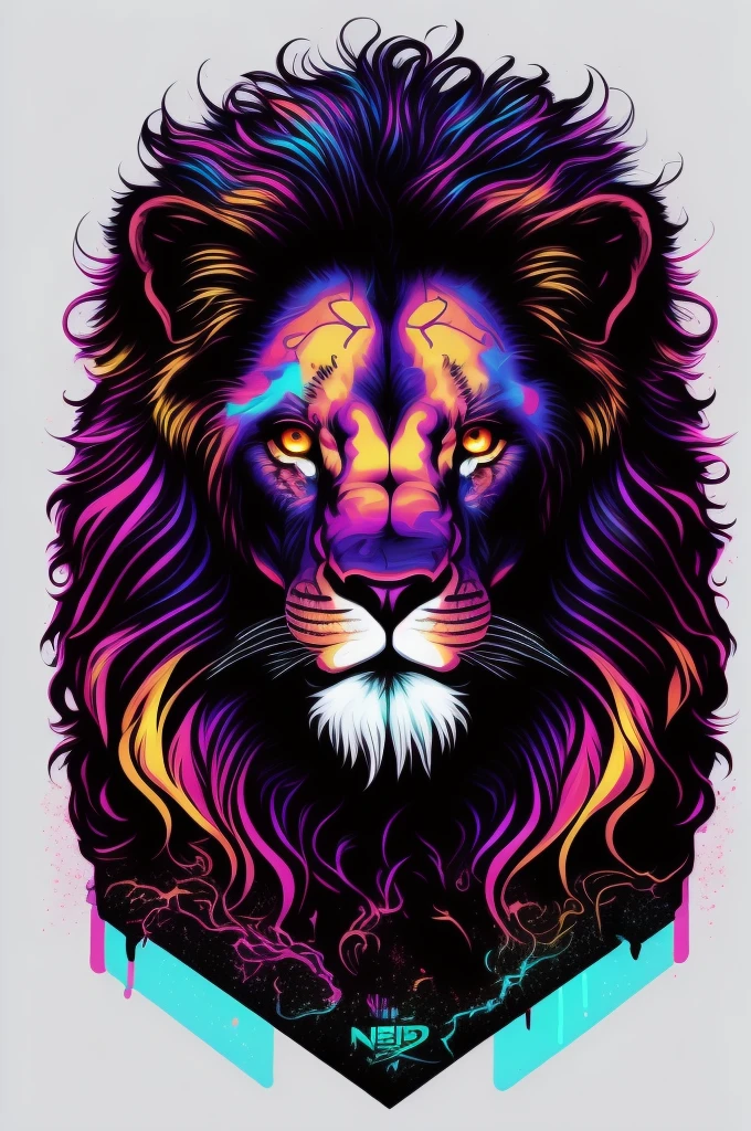 lion, Inspired graffiti, swirly vibrant colors, NEO Tokyo, futurist, vectorial art, t shirt design