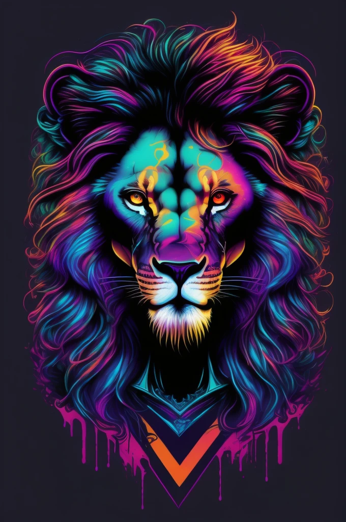 lion, Inspired graffiti, swirly vibrant colors, NEO Tokyo, futurist, vectorial art, t shirt design