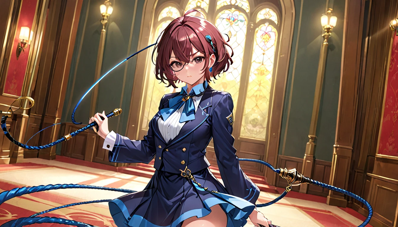 masterpiece, Highest quality,Mei Karuma, Ascot, whip, Holding whip, jewelry, Holding,(KBXLL-san:0.5)