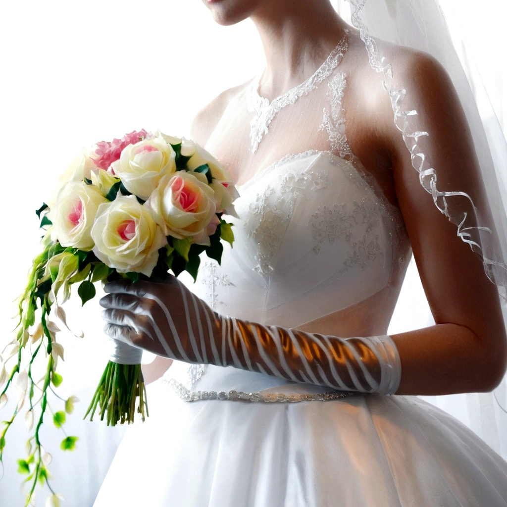 cinematographic style, cinematography, veil, Bride with bouquet, wearing a pristine white wedding dress, close up, raytraced, rim lighting, hard shadow, (best quality,4k,8k,highres,masterpiece:1.2),ultra-detailed,(realistic,photorealistic,photo-realistic:1.37),UHD, HDR, studio lighting,ultra-fine painting,sharp focus,physically-based rendering,extreme detail description,professional,vivid colors,bokeh, film grain