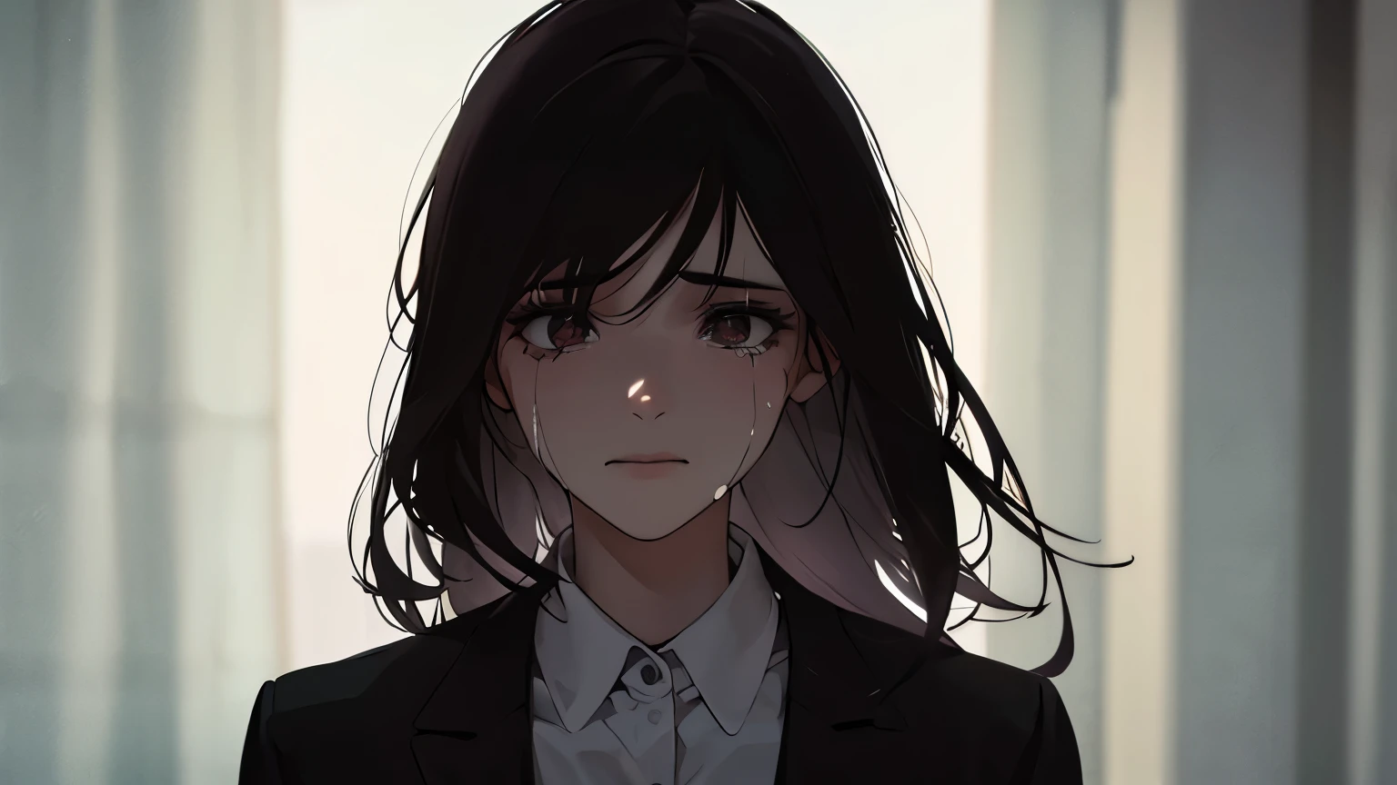 Woman Crying The atmosphere is dark and eerie There is no light in my eyes