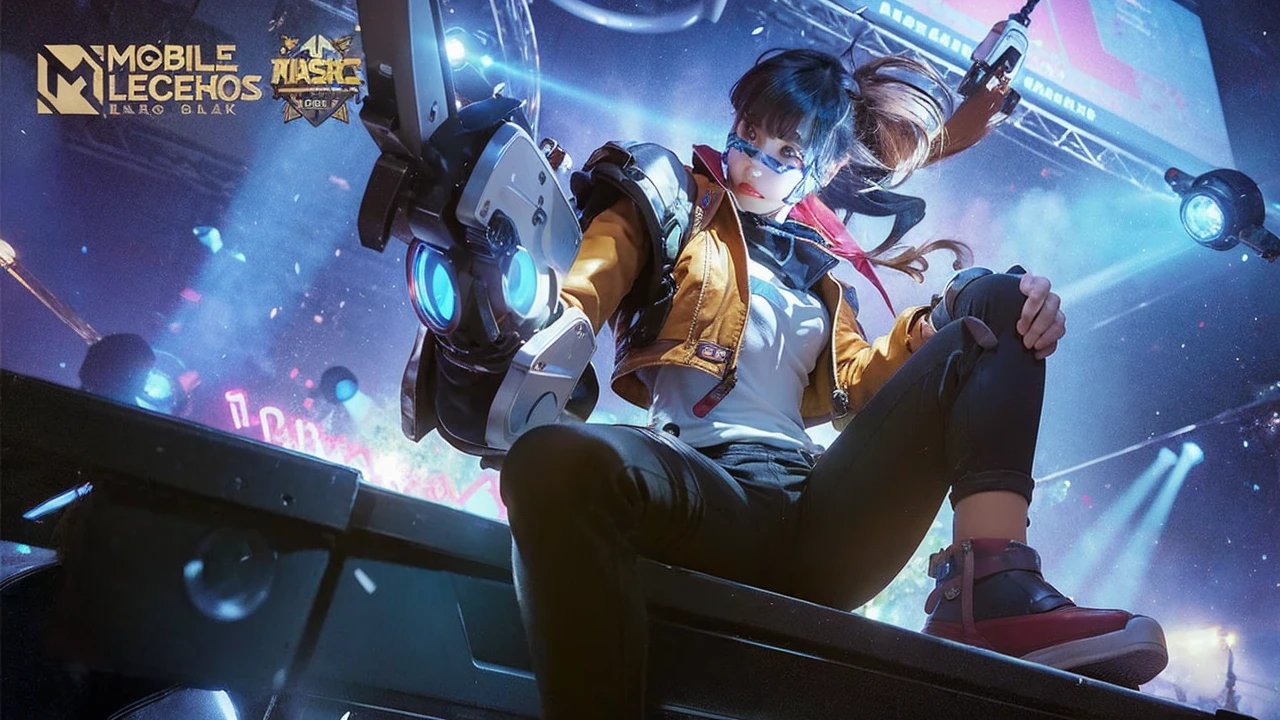 ​masterpiece、flat-colors、depth of fields、lens flare 1 girl、、Brown hair、watching at viewers　　　black suspenders　　　bulging big breasts　　　 　 Armpit sweat　perspiring　Side of both hands　　walls: 　Black pants, Black jacket chain　　　　　arma　Gaze　　　Small face　Bangs Upper Eyes　flank　masks　Colorcon