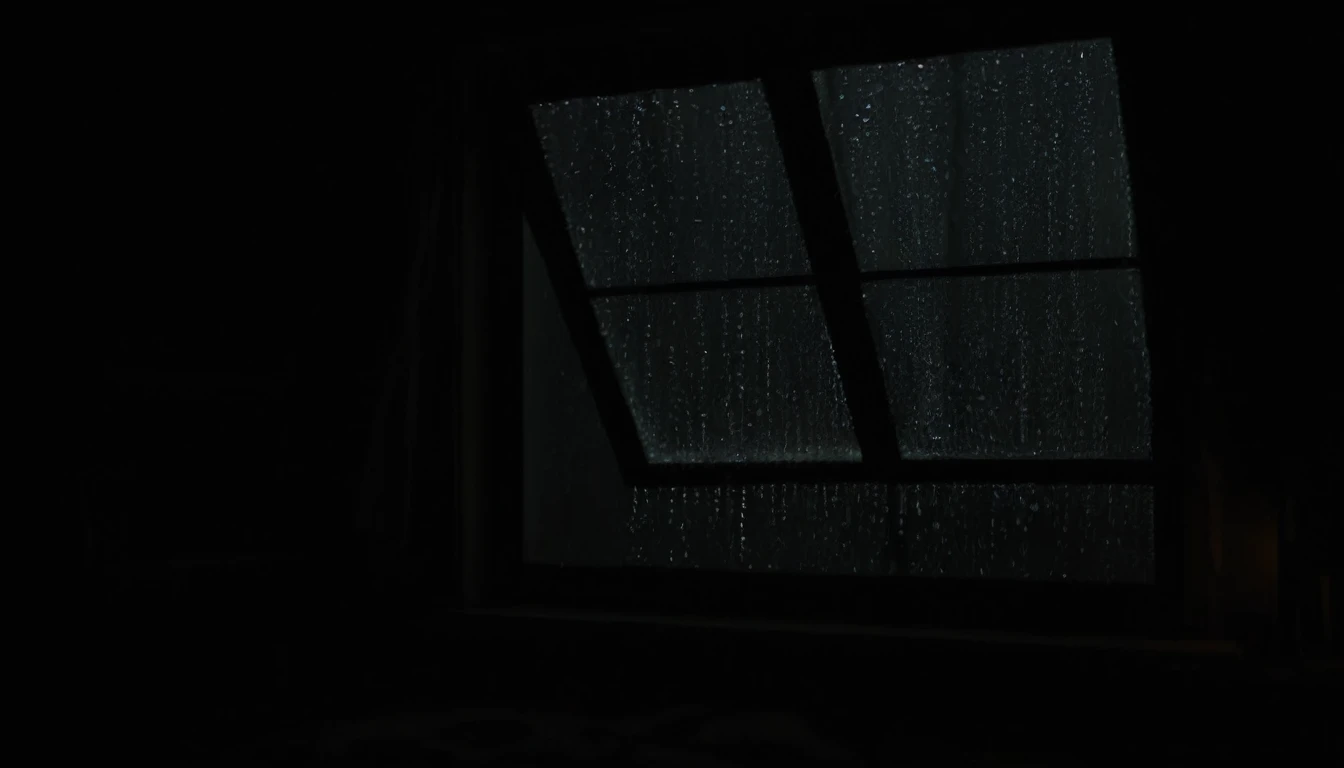 a view of a window with rain drops on it in a dark room, window ( rain ), rain aesthetic, raining outside the window, it is raining outside the window, rainy window, dark glowing rain, late night raining, raining at night, window to night time, rainy night, dark wallpaper, open window at night, dark scene with dim light