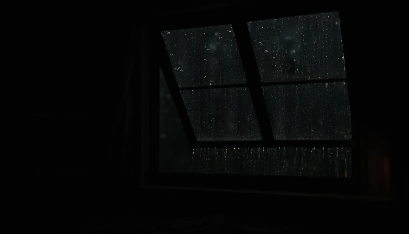 a view of a window with rain drops on it in a dark room, window ( rain ), rain aesthetic, raining outside the window, it is raining outside the window, rainy window, dark glowing rain, late night raining, raining at night, window to night time, rainy night, dark wallpaper, open window at night, dark scene with dim light