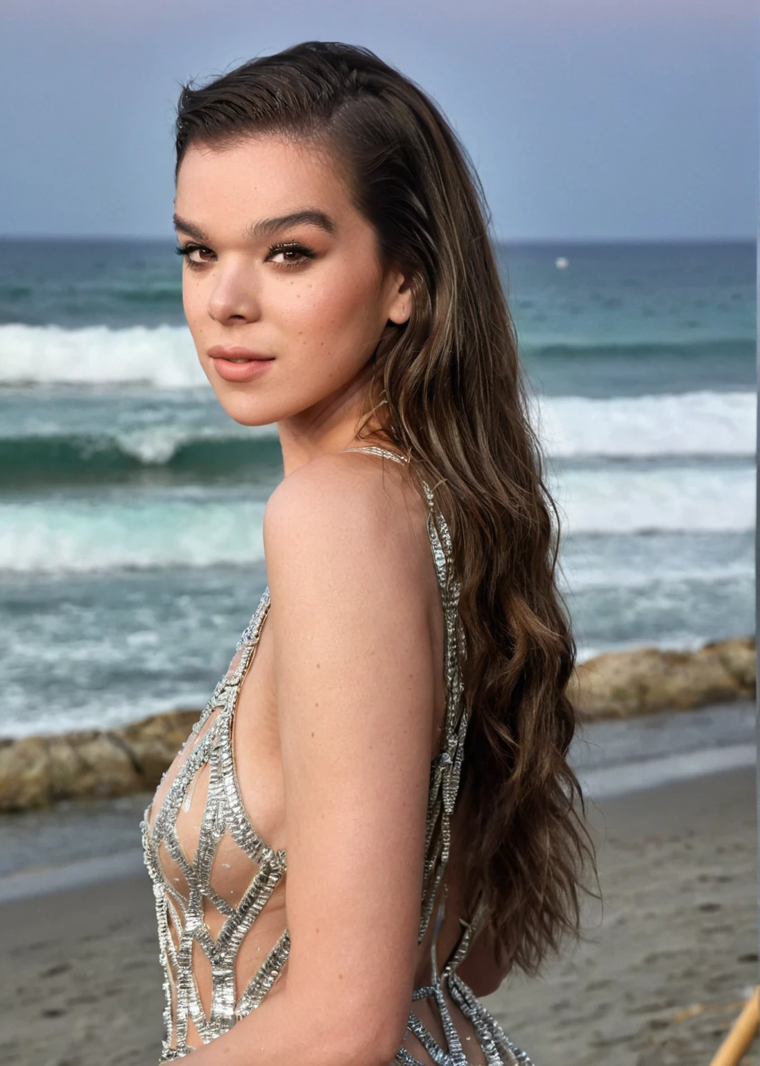  high quality  celebrity  Erotic  photo , 40yo hot woman (  hailee steinfeld , HaiStei (ohwx, ohwx woman) woman, sexy, celebrity , actress , outdoor beach side , wide palvis, tall fit body , breast revealing , photorealistic , celebrity , random click ,  freckles on skin,)  shiny sweaty skin , sexualized move, erotic angles,  celebrity erotic photograph ,  (  natural  lights, depth of field, detailed face , insanely detailed skin texture )