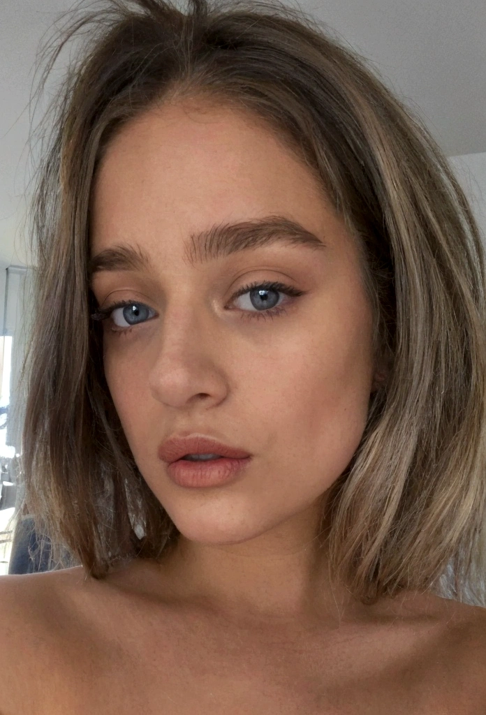 jeune femme de 20 ans, selfie, denudée,, fille sexy aux yeux bleu, portrait sophie mudd, cheveux blonds platine et grands yeux, selfie d&#39;une jeune femme, yeux de la chambre, dans sa salle de bain, sans maquillage, maquillage naturel, regarder directement la caméra, visage avec artgram, maquillage subtil, Superbe photo de tout le corps, gros seins juteux, cul parfait volumineux