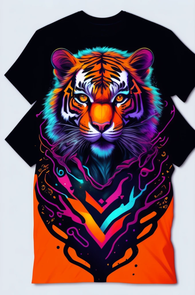 tigre, Inspired graffiti, swirly vibrant colors, NEO Tokyo, futurist, vectorial art, t shirt design