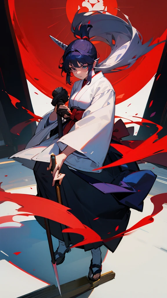 Shrine maiden and ninja combo Japanese shrine sword and broom