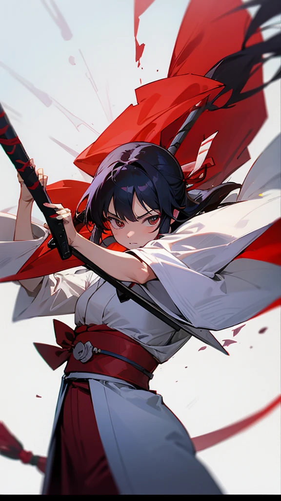Shrine maiden and ninja combo Japanese shrine sword and broom