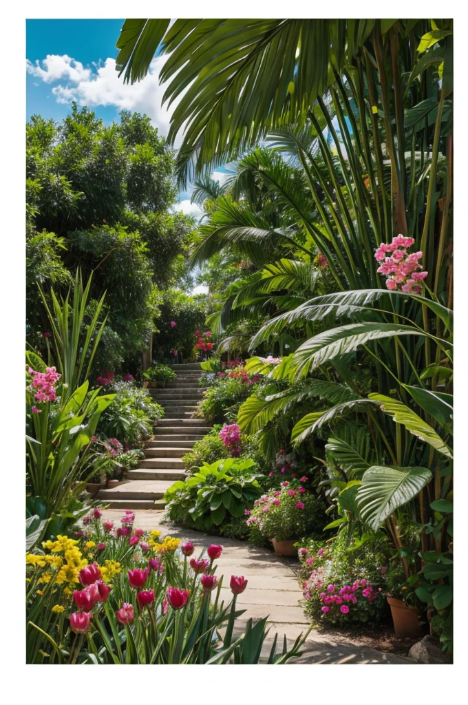 Aztec jungle with many flowers