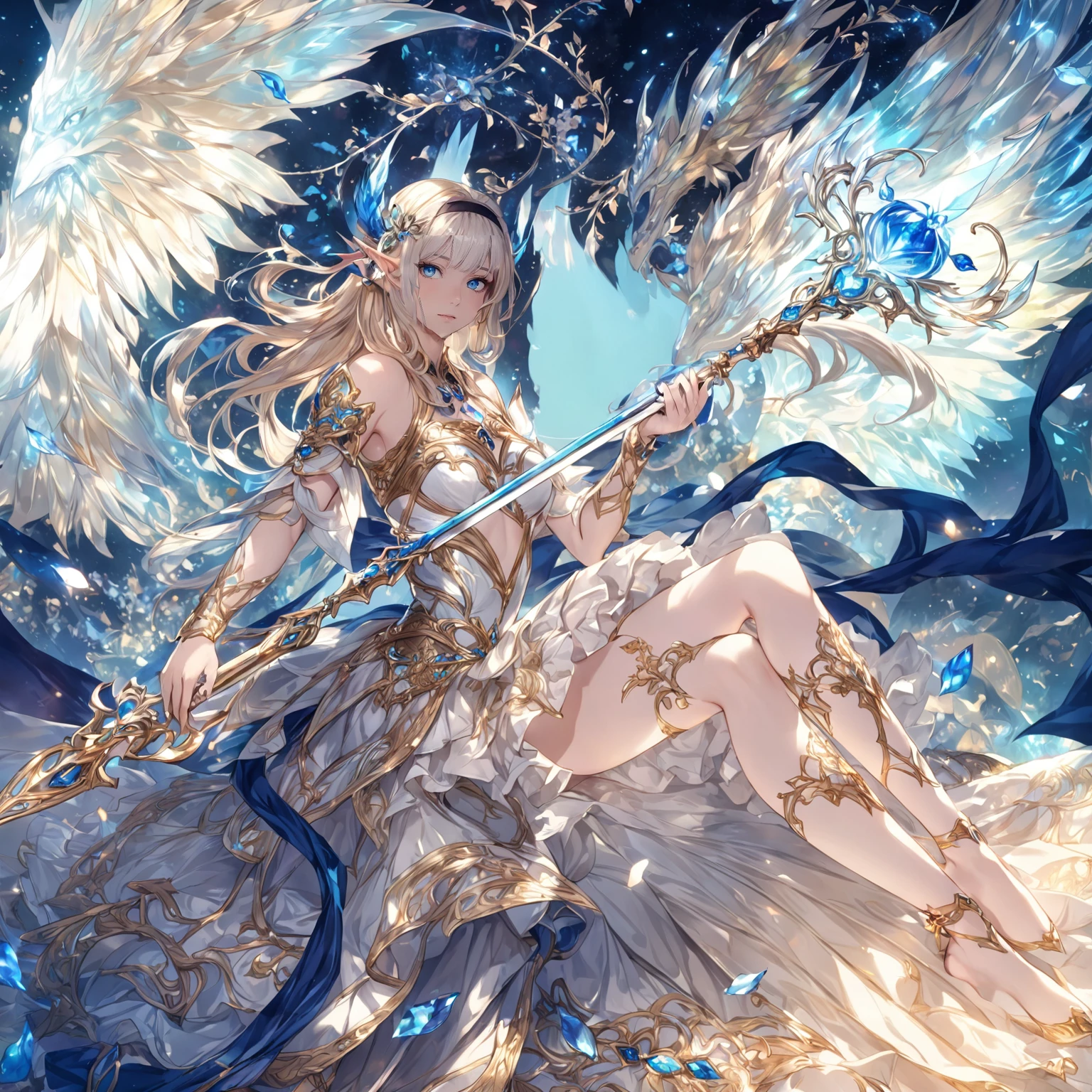 masterpiece, best quality, good quality, Fantasy aesthetics, Highly detailed, shadowverse style female, elf