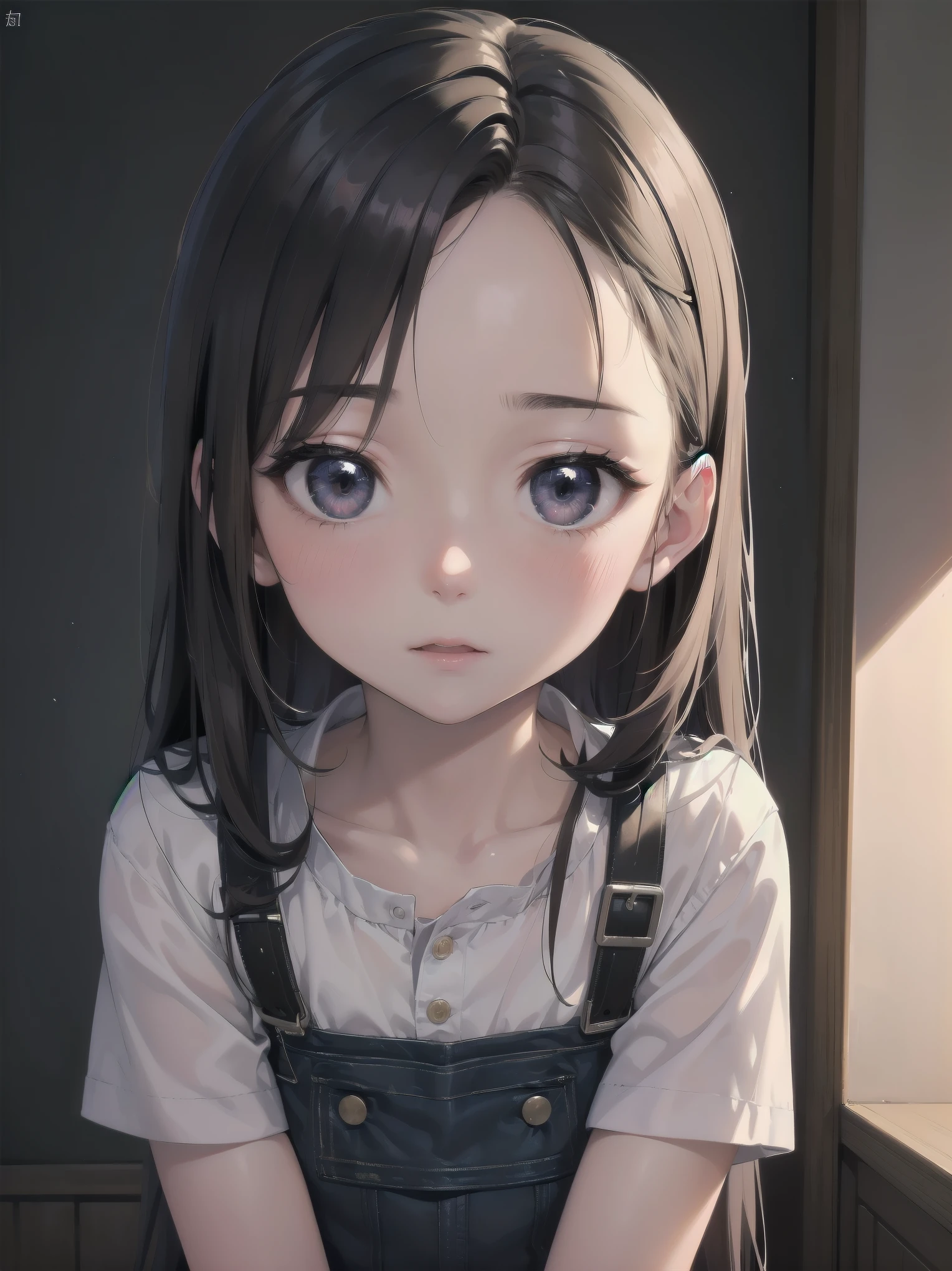Masterpiece、Cinematic、Highest quality、Super detailed、Detailed clothing、Clear Face、Detailed face、Detailed skin、1人のgirl、、girl、、、Embarrassing、blush、Looking down、Loose wearing、A dark room、Blackout、Cute Pozu
