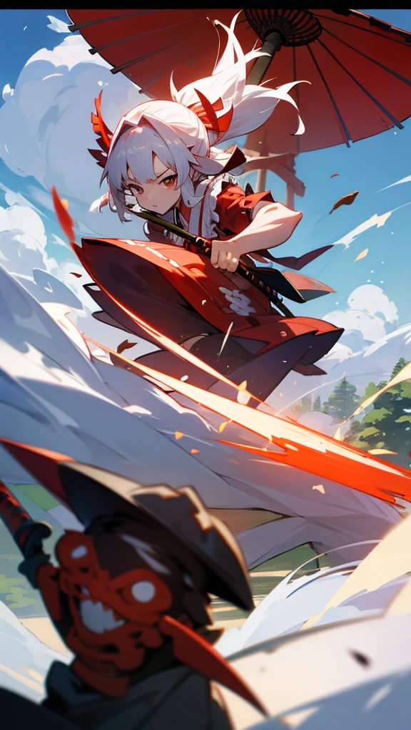 Shrine maiden vs samurai monsters japanese shrine battle broom