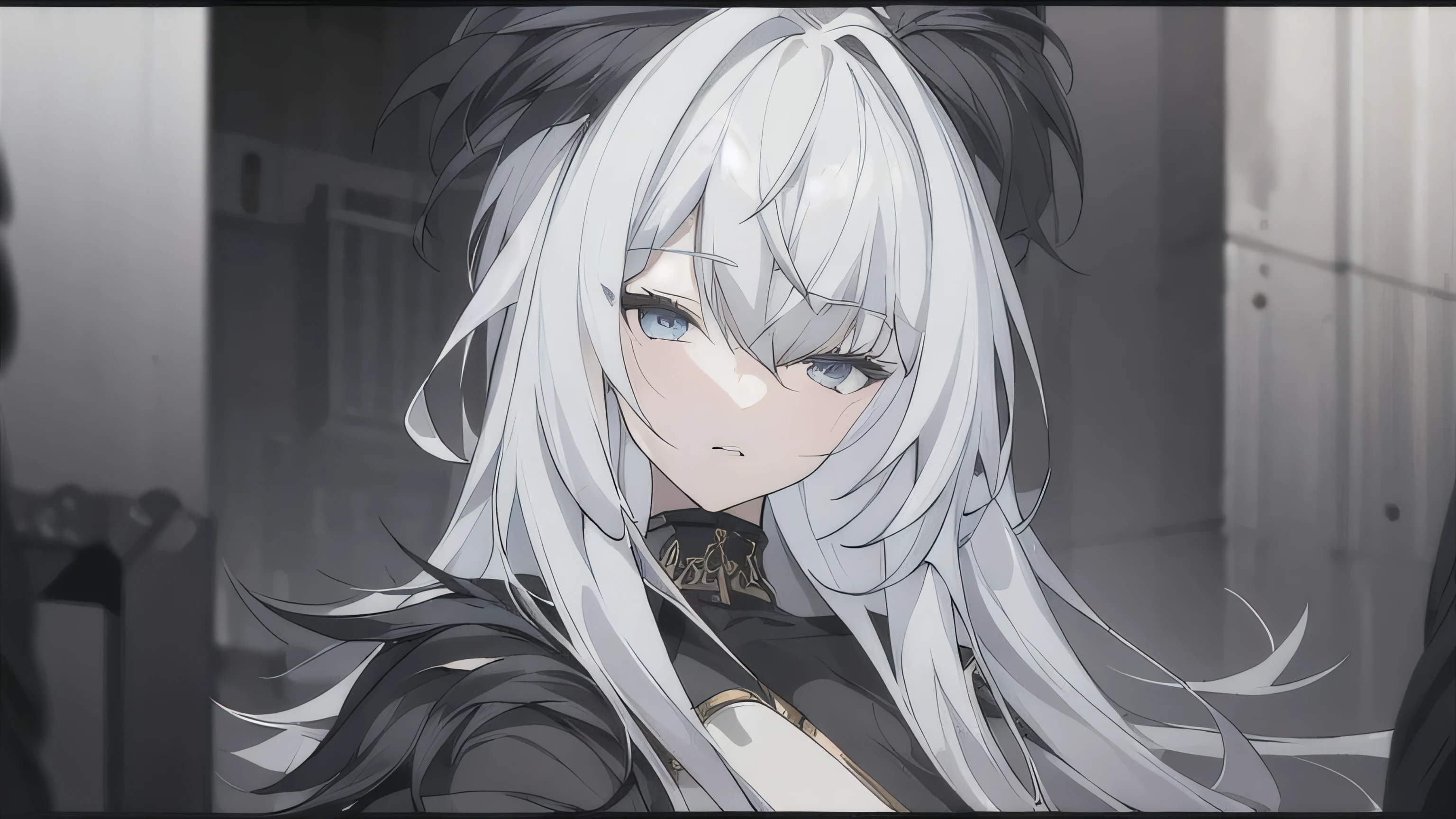 silver hair, Surrealism, anime style, blurry, UHD, retina, masterpiece, accurate, anatomically correct, textured skin, super detail, high details, high quality, best quality, highres, a young girl with long, disheveled hair, torn jeans, faded t-shirt, pale skin, unfocused black eyes, skinny frame, cinematic lighting, dark and moody atmosphere, dramatic shadows, high contrast, muted colors, gritty, raw, emotional, melancholic, (best quality,8k,highres,masterpiece:1.2),ultra-detailed,(realistic,photorealistic,photo-realistic:1.37),portrait