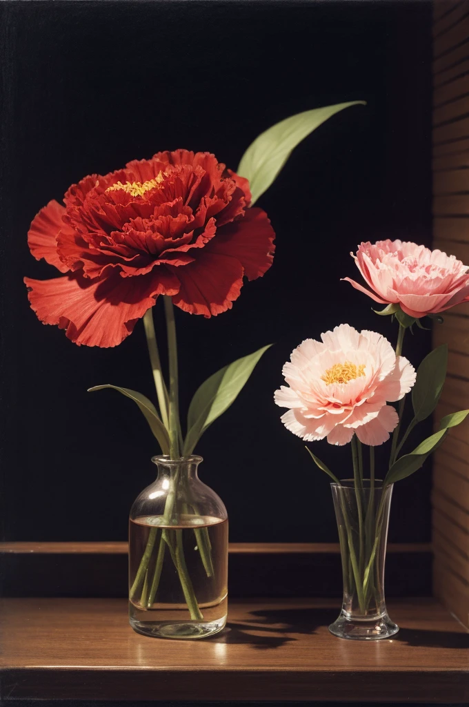 drawing of a carnation and a night rose