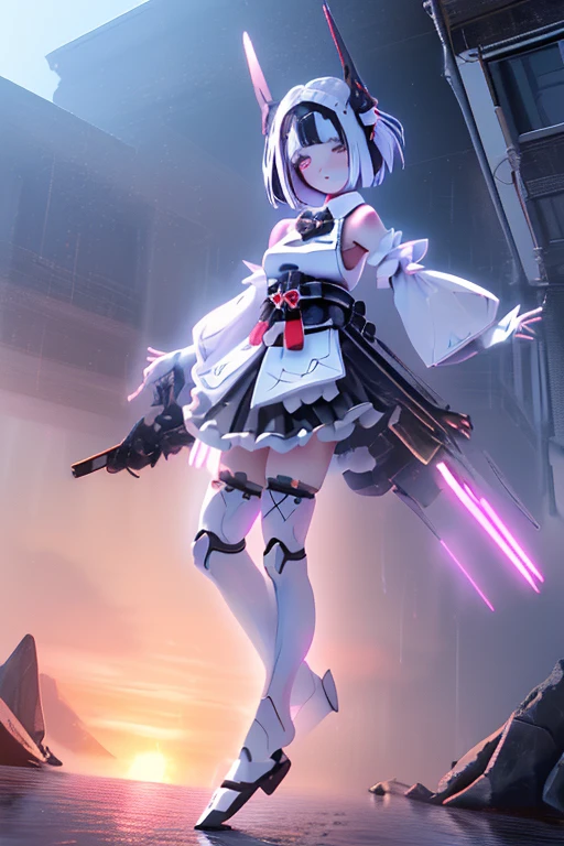 (highest quality)), ((masterpiece)), (Very detailed: 1.3), 3D, {(***** girl)}, Wearing a white frilly Gothic Lolita outfit, (She is fused with a Gundam mecha from the future....), With headgear, With V-fin , Armored Shoulders,Armament, Armor at the feet, Multi-layer texture perfect ratio, Octane Rendering, Duotone Lighting, Low ISO, wide aperture, White balance, Three-part method, Ultra HD 16k, High resolution (High Dynamic Range), Ray Tracing, NVIDIA, Super Resolution, Scattered beneath the surface of the water, PBR Texturing, Post-processing, Anisotropic Filtering, Written boundary depth, Maximum clarity and sharpness, Highly efficient subpixels, Subpixel Convolution, Particles of light, Scattered Light, Tyndall effect, whole body:1.5, Combat pose, cute, (cute:1.2), (Bobcut:1.3),Braiding, Black Hair, Thick eyebrows, Pale-colored iris, big, Bright black eyes, Long eyelashes, small, Bright colors, Natural lips, (The average face of a Japanese idol), (日本人特有のBaby Face:1.3), (*********), Wide forehead:1.2, Plump Cheeks, small jaw, Visible side boob, (Has a huge weapon:1.5), fly in the sky、Ascending flight,View your audience,Focus on the eyes , (Four perfect fingers, One thumb),