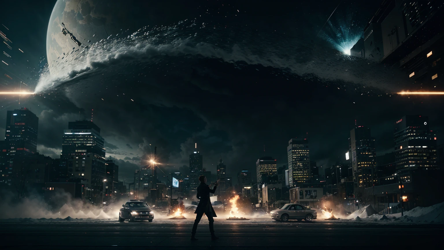 Create a montage of different scenes: time as a movie reel with frames flipping, a frozen block universe, and a growing block with dynamic moments being added. Each scene should transition smoothly to the next, symbolizing the journey from one concept of time to another. Style: Cinematic and dynamic, with a sense of progression and exploration.