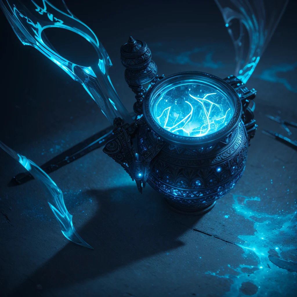 mysterious, Magical, artifact, glows with blue light, Super detailed, 8 k