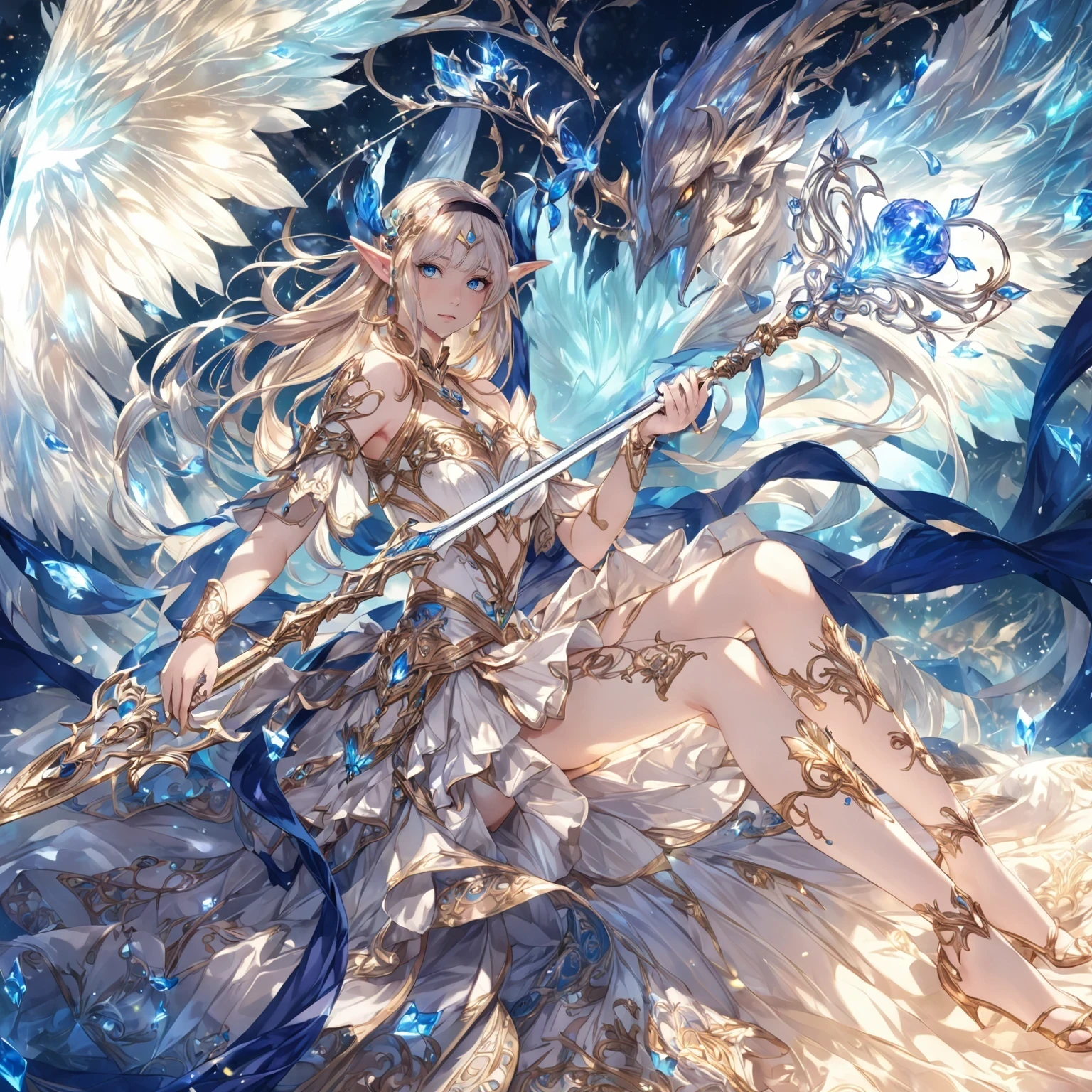 masterpiece, best quality, good quality, Fantasy aesthetics, Highly detailed, shadowverse style female, elf