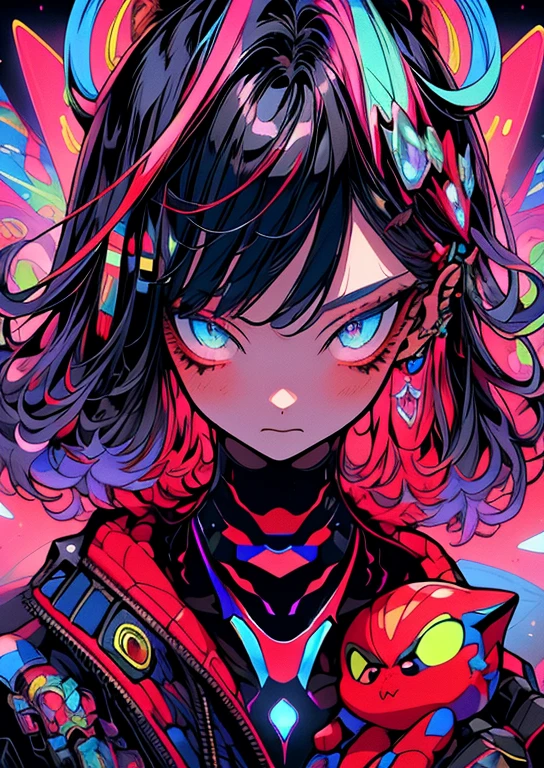 In a bustling cyberpunk world, a mystifying figure emerges - a numinous nebula navigator - who possesses the ability to navigate through the celestial realm. This captivating vision of a cartoon character is presented as a digitally painted artwork, showcasing vibrant colors and intricate details. The navigator's sleek cybernetic suit glimmers with a neon sheen, adorned with pulsating fiber optic cables and embedded holographic interfaces. His piercing eyes, infused with holographic technology, shimmer with an otherworldly iridescence. The ethereal nebula surrounding him, intricately textured and swirling with cosmic hues, creates a sense of awe and wonder. This masterfully crafted image transports viewers to a mesmerizing futuristic world, where science and spirituality blend harmoniously. Spider Man. Red, blue and gold colours
