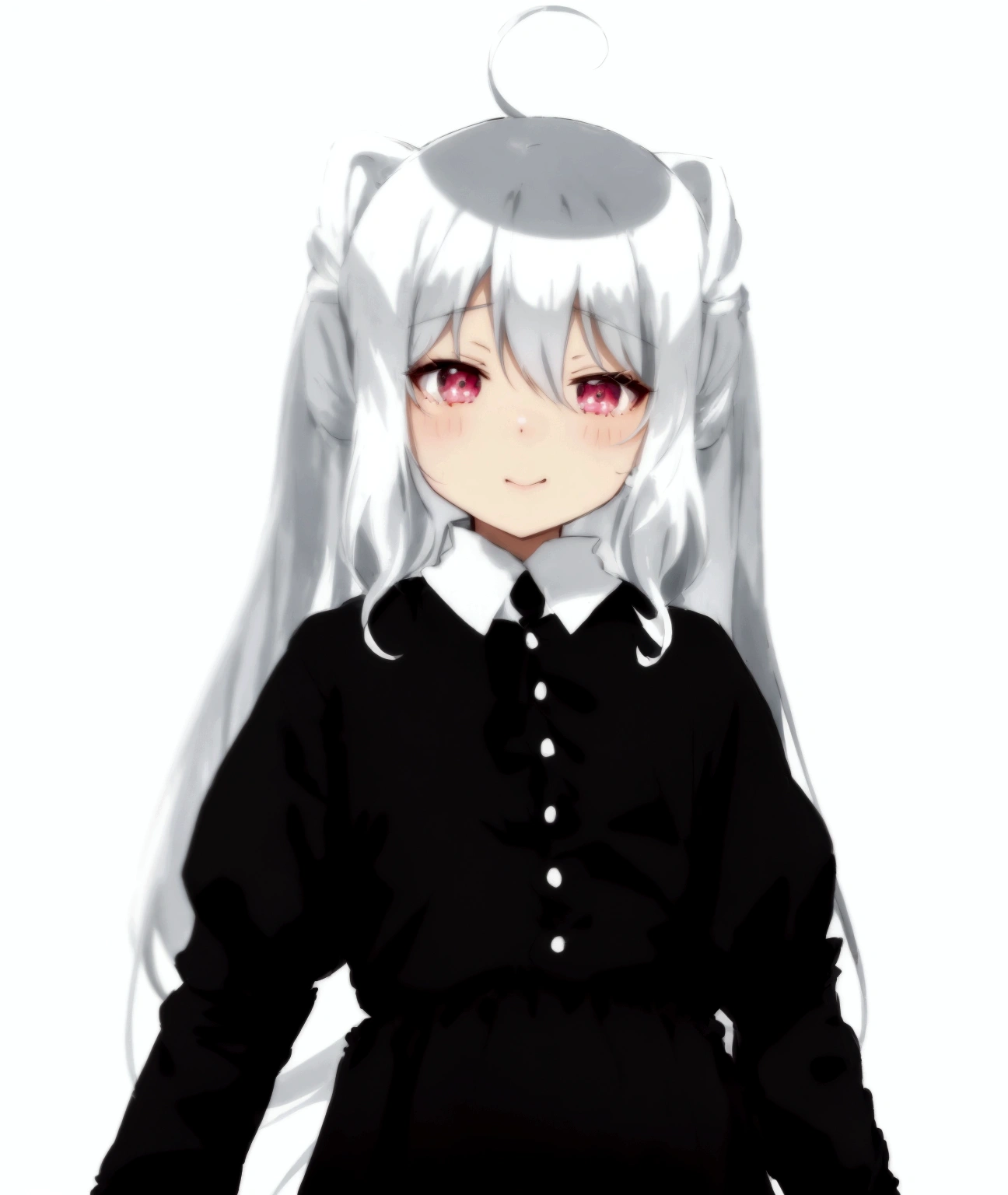 Anime girl with long white hair and black dress, Anime Moe Art Style, nyaruko-san, Created by Anime Painter Studio, Gray-haired, Gray-haired少女, Gray-haired deity, high quality Anime art style, In anime style, , perfect Gray-haired girl, Gray-haired, Anime art style, Mihoyo Art Style