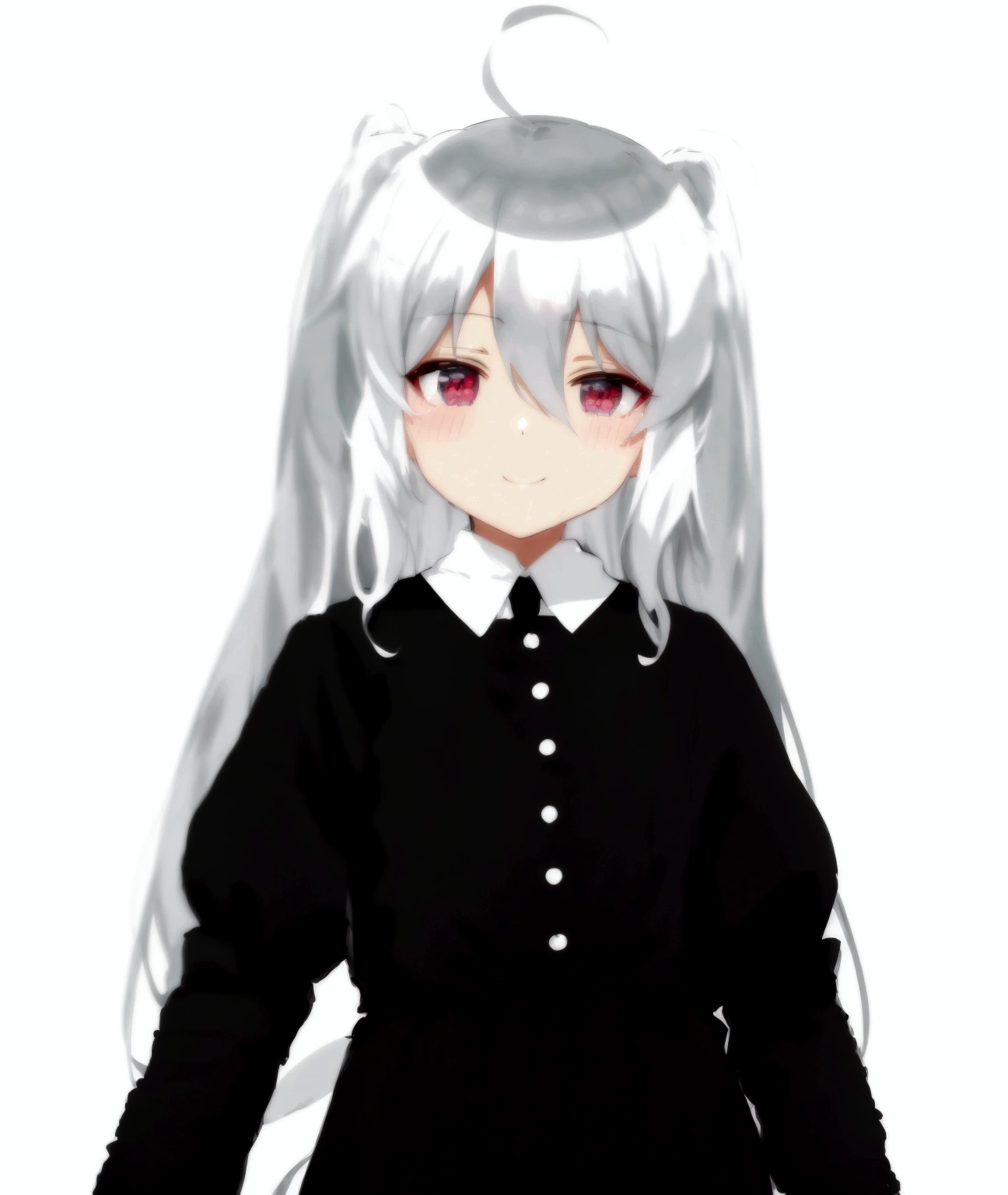 Anime girl with long white hair and black dress, Anime Moe Art Style, nyaruko-san, Created by Anime Painter Studio, Gray-haired, Gray-haired少女, Gray-haired deity, high quality Anime art style, In anime style, , perfect Gray-haired girl, Gray-haired, Anime art style, Mihoyo Art Style