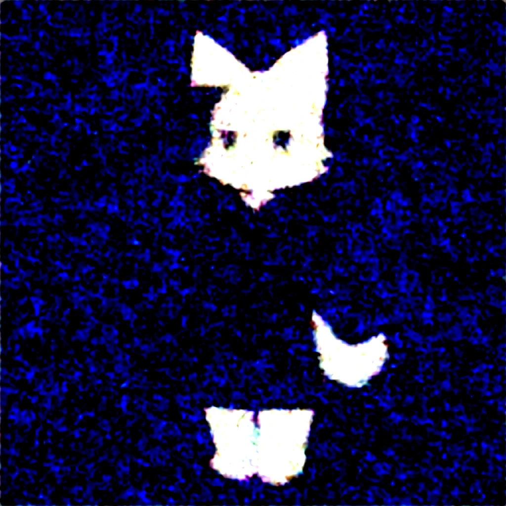 White cat in black clothes, solo, barefooted