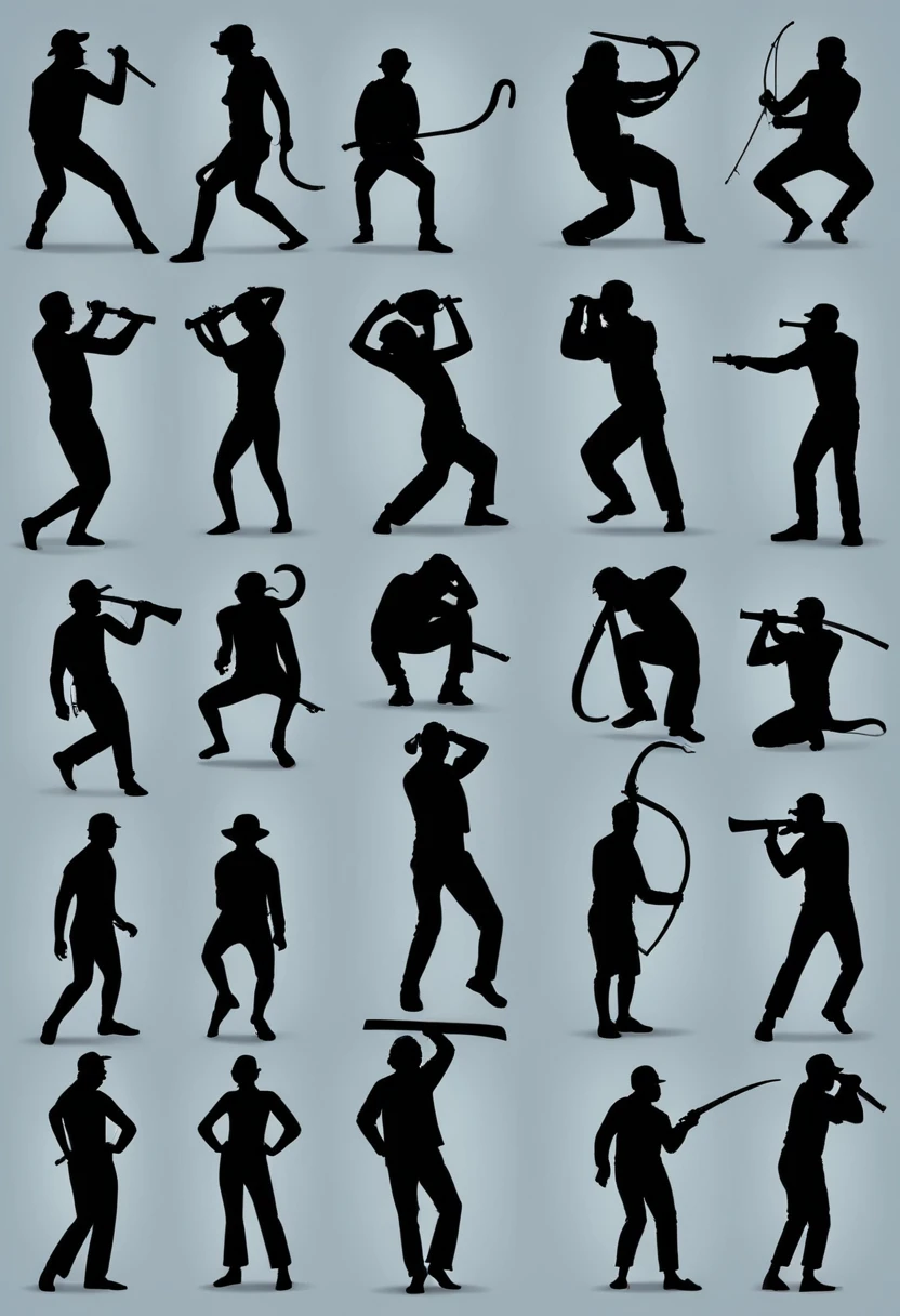 Monkey silhouettes in several flat design poses