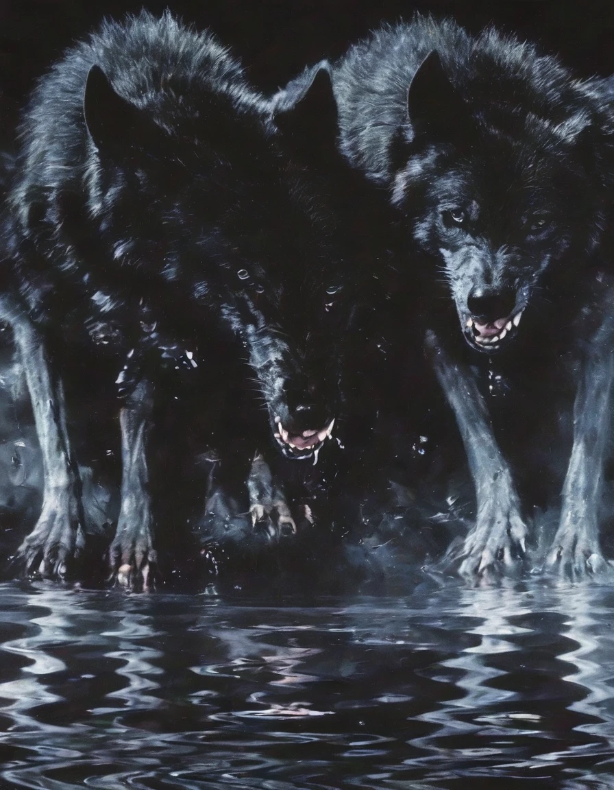 black wolves in ZGLITCHZ style