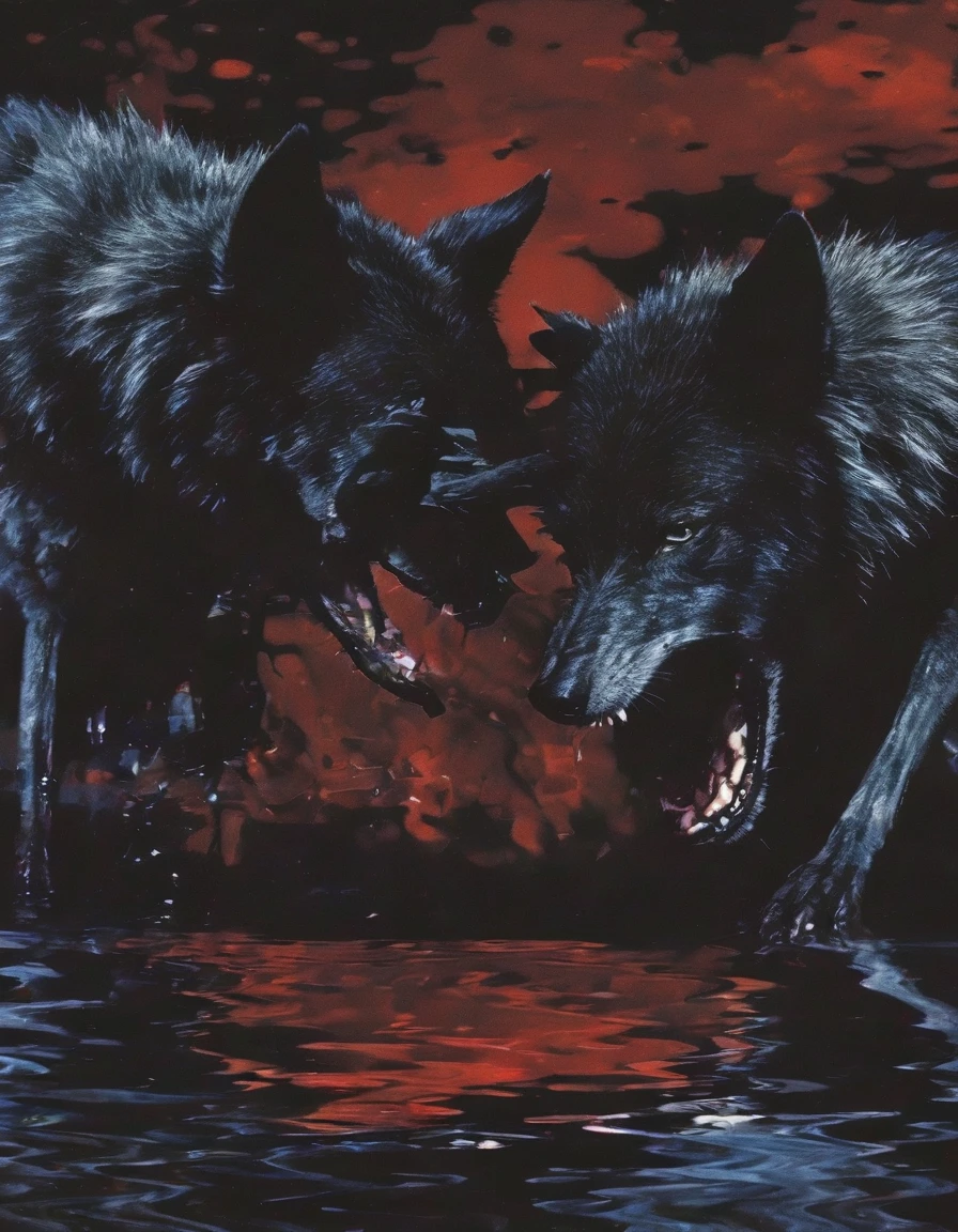 black wolves in ZGLITCHZ style