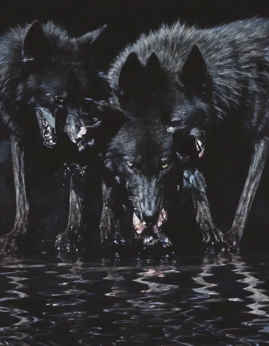 black wolves in ZGLITCHZ style