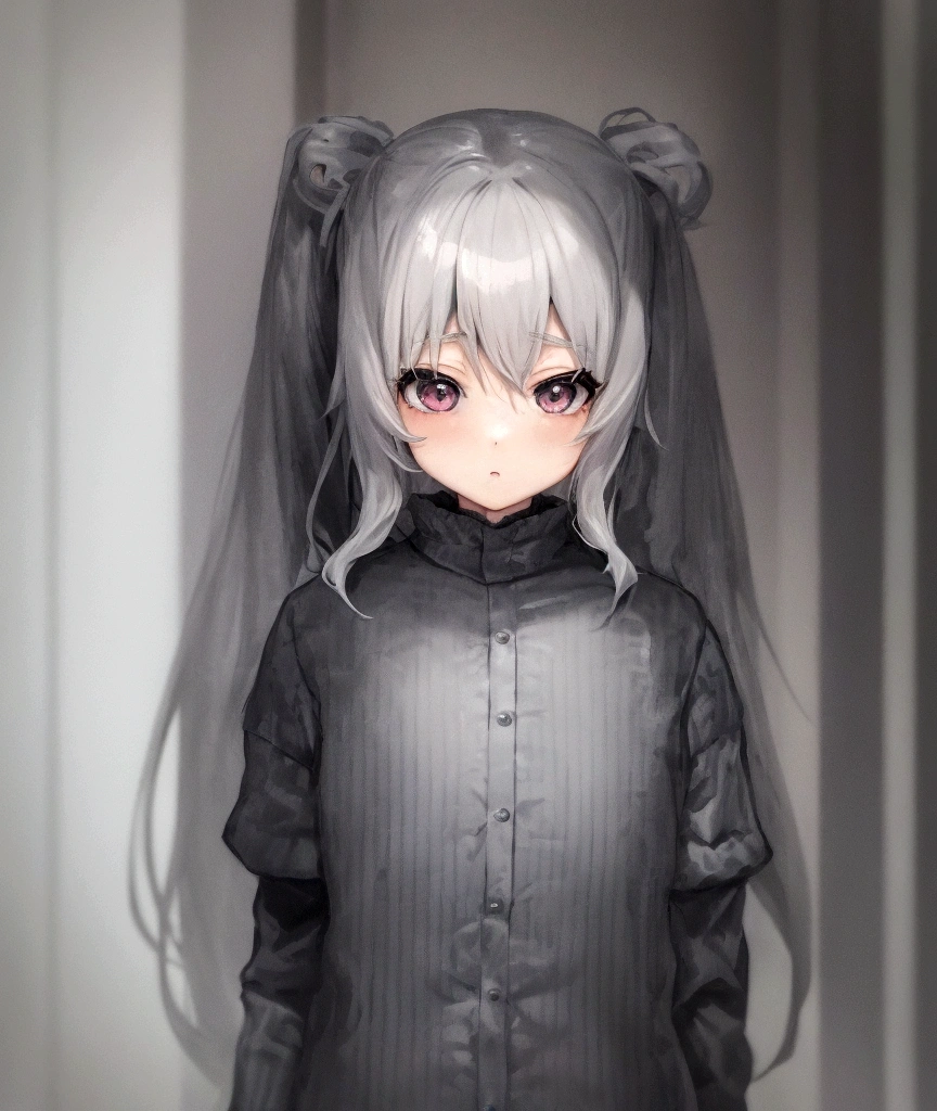 長い白い髪と黒いシャツと黒いドレスを着たAnime Girls, Gray-haired, Gray-haired少女, Gray-haired deity, nyaruko-san, Anime Moe Art Style, Gray-haired, perfect Gray-haired girl, Created by Anime Painter Studio, Anime characters, Anime Girls, , Gray-haired lady, In anime style,Surprised