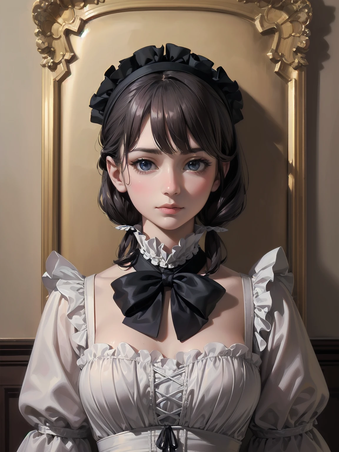 (Highest quality、16K、masterpiece、Ultra-high resolution、Victorian era、Photorealistic:1.2)、A delicate Lolita girl, aged 6、Cute pose super maid、