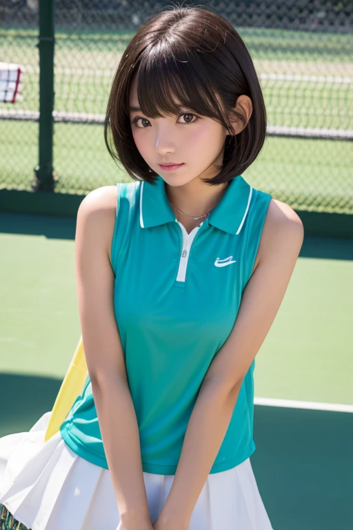 high school girl､Idol､Bob Hair､Tennis Wear､See-through