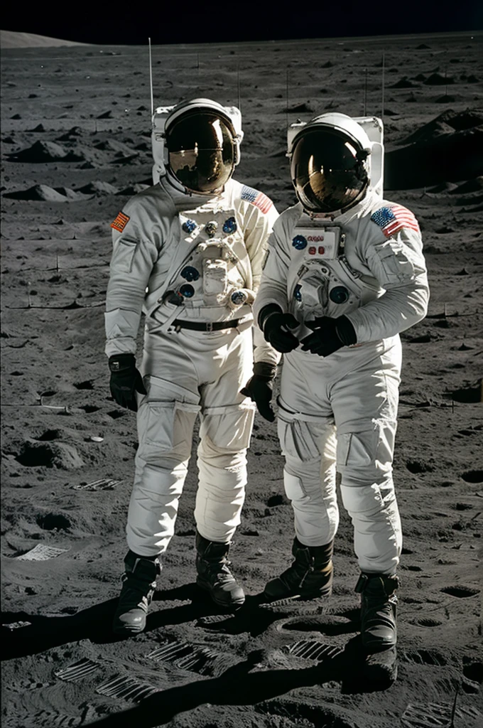 two astronauts standing on the moon