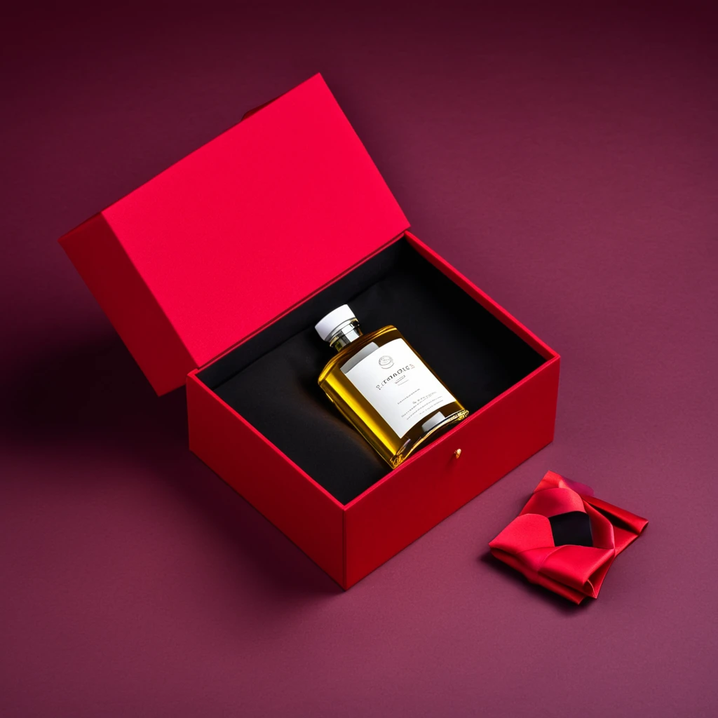 luxury red gift box with small oil flacon